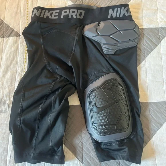 Nike Pro Black Compression Shorts with Gray Padding Football Girdle - Picture 1 of 8